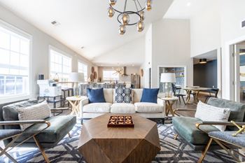 Indigo apartments clubhouse lounge with games